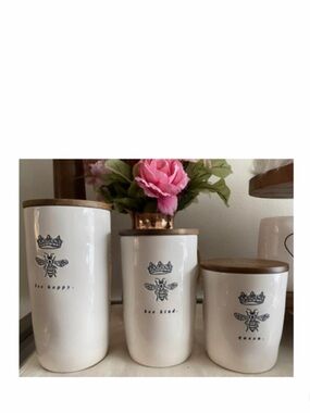 NEW Rae Dunn Crown Bee Icon Cellar Canister Set 🐝